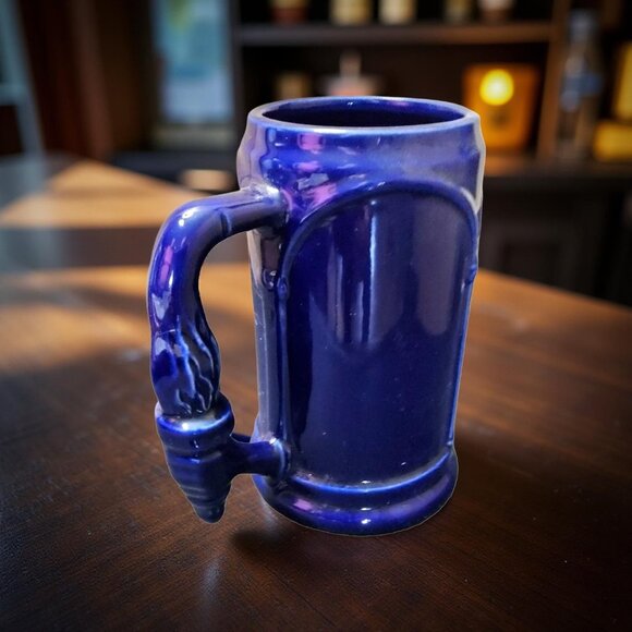 Vintage Gorgeous Cobalt Blue Ceramic Mug Torch in Hand Handle. - Picture 3 of 8
